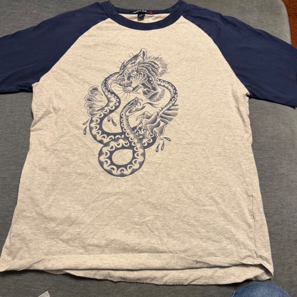 Sport-Tek 7th Street Tattoo Little Rock Tiger Snake Raglan Tee Gray Blue